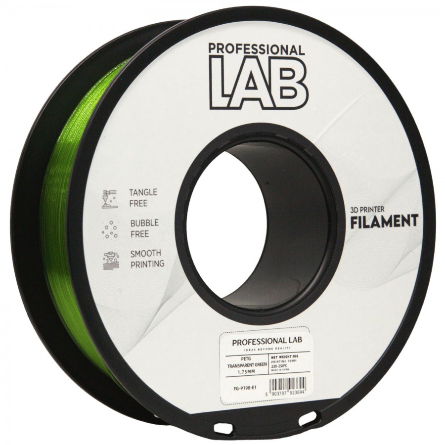 Filament PROFESSIONAL LAB PETG Transparent Green (Verde) - 1kg