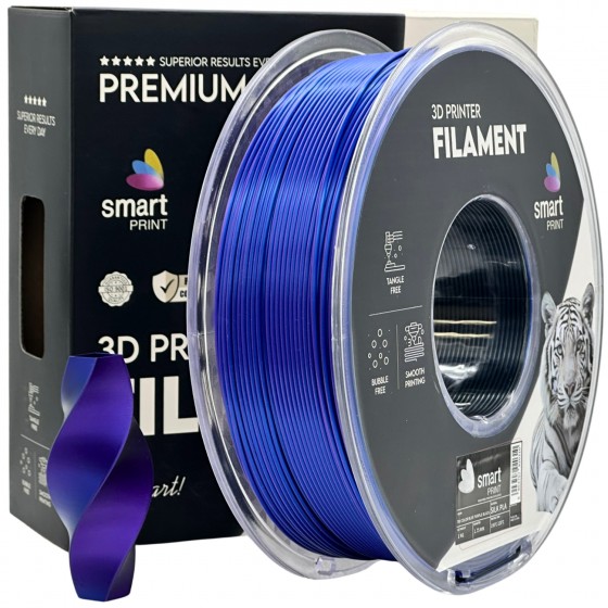 Filament Smart Print SILK PLA Tricolor Albastru Mov Negru (Tri Color Blue Purple Black) - 1kg
