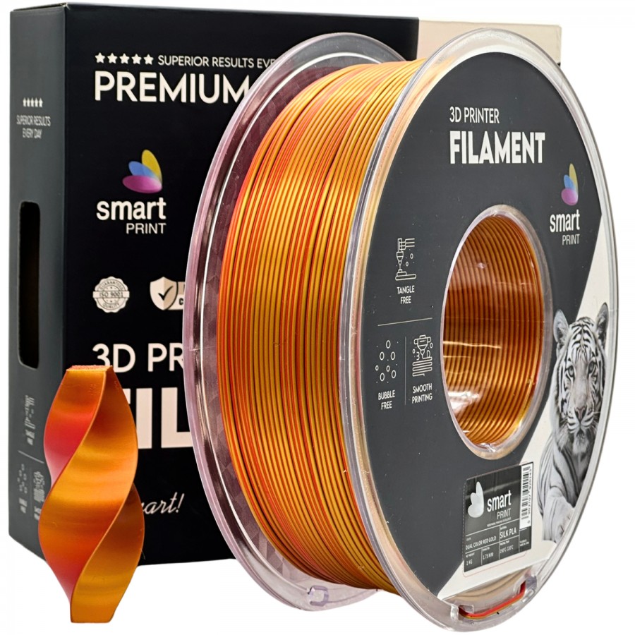 Filament Smart Print SILK PLA Bicolor Rosu Auriu (Dual Color Red Gold) - 1kg